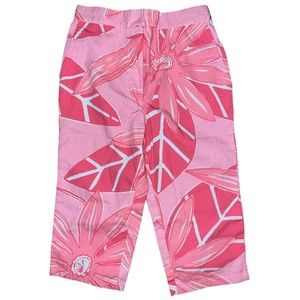 Lilly Pulitzer Palm Pant Vintage White Label Y2k Barbie Pink  Peddle Pusher Sz 4